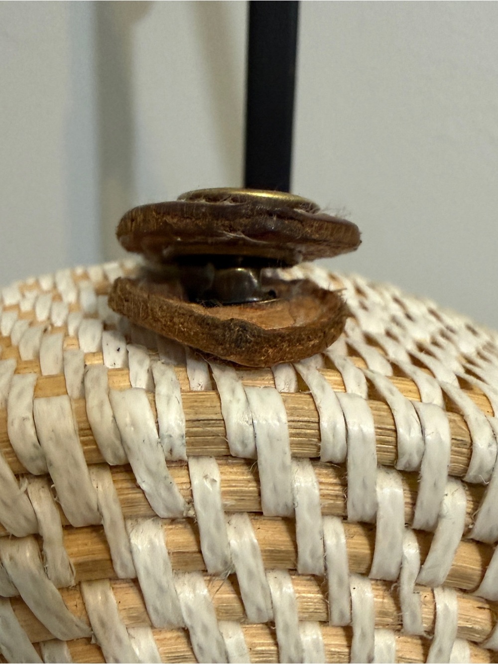 Round Rattan Crossbody Bag Woven Medallion Sunburst Boho Leather Strap - Picture 12 of 15